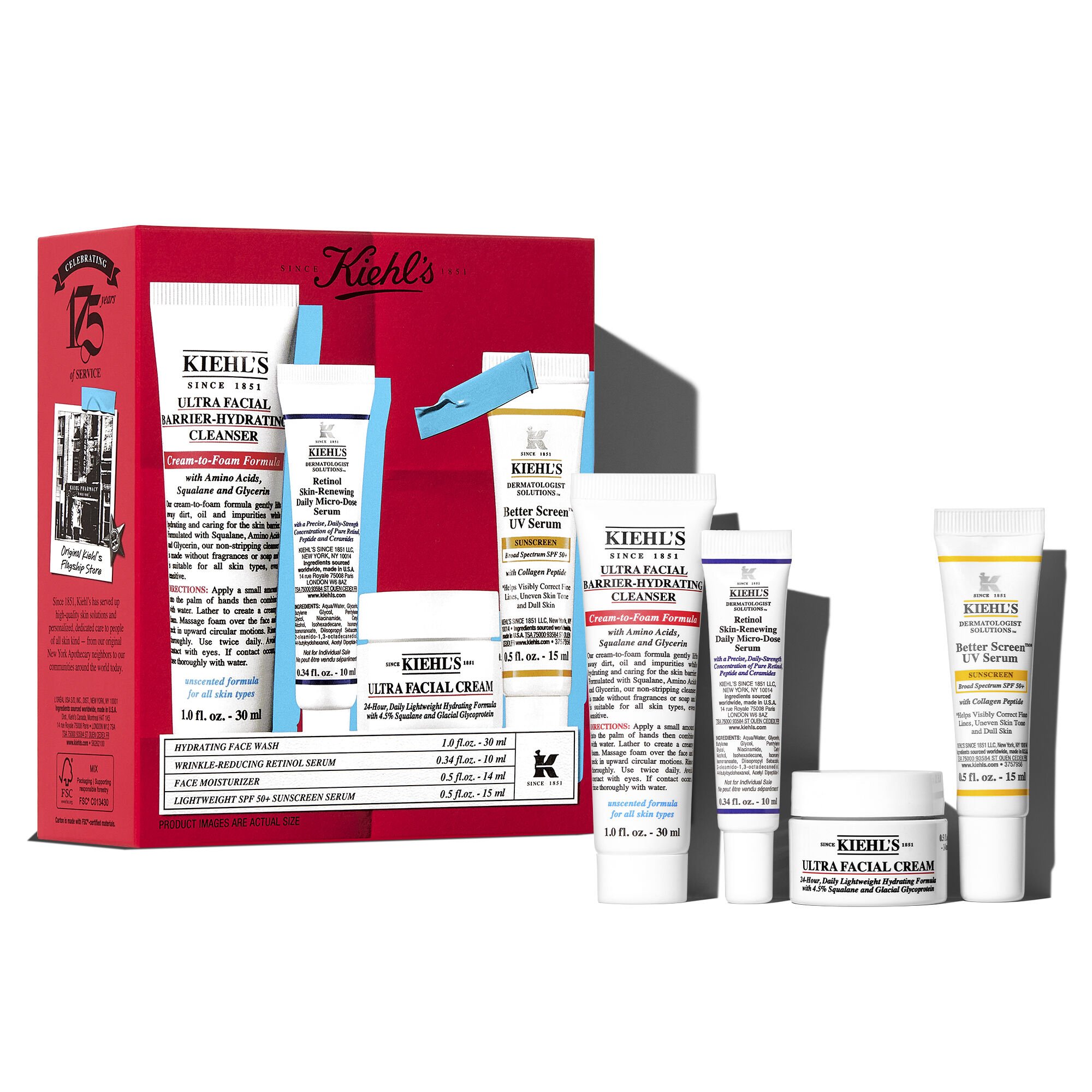 Kiehl's CLEANSE + SMOOTH ROUTINE - Skincare Set